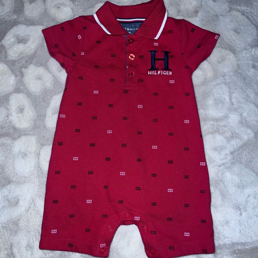 Tommy Hilfiger Red and Gray Baby Outfit